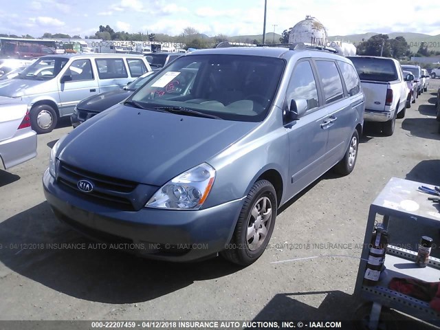 KNDMB233776182476 - 2007 KIA SEDONA EX/LX Light Blue photo 2