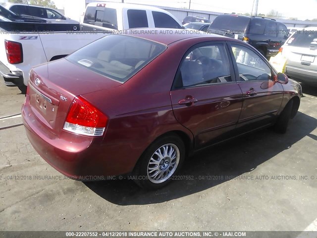 KNAFE121375454843 - 2007 KIA SPECTRA EX/LX BURGUNDY photo 4