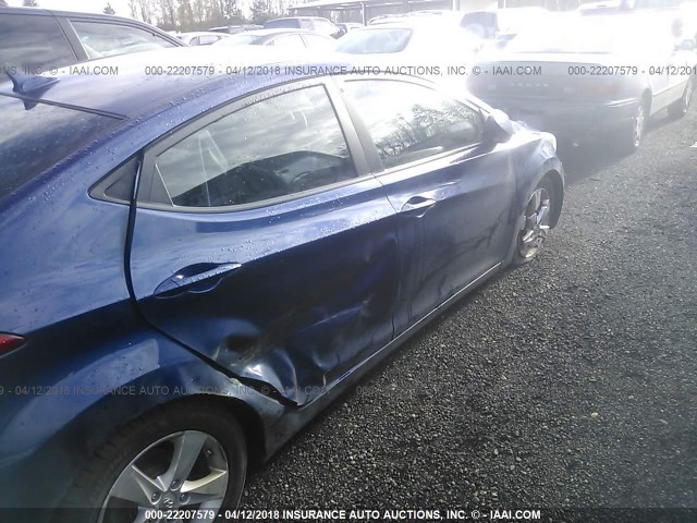 KMHDH4AE9DU730883 - 2013 HYUNDAI ELANTRA GLS/LIMITED BLUE photo 6