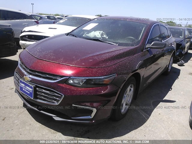 1G1ZB5STXGF210157 - 2016 CHEVROLET MALIBU LS MAROON photo 2
