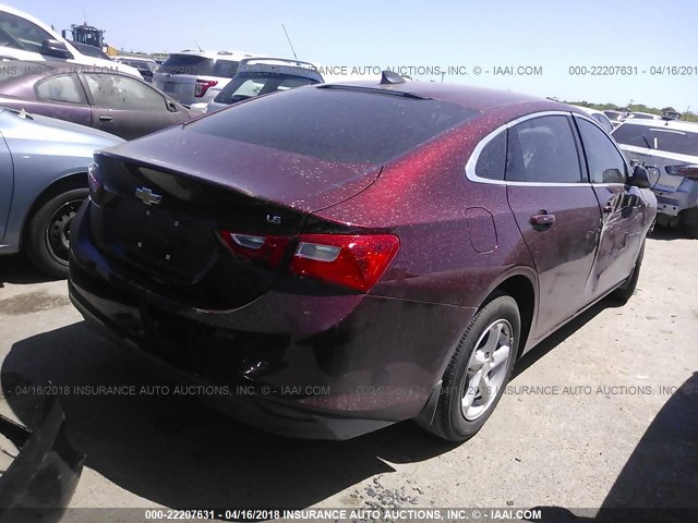 1G1ZB5STXGF210157 - 2016 CHEVROLET MALIBU LS MAROON photo 4