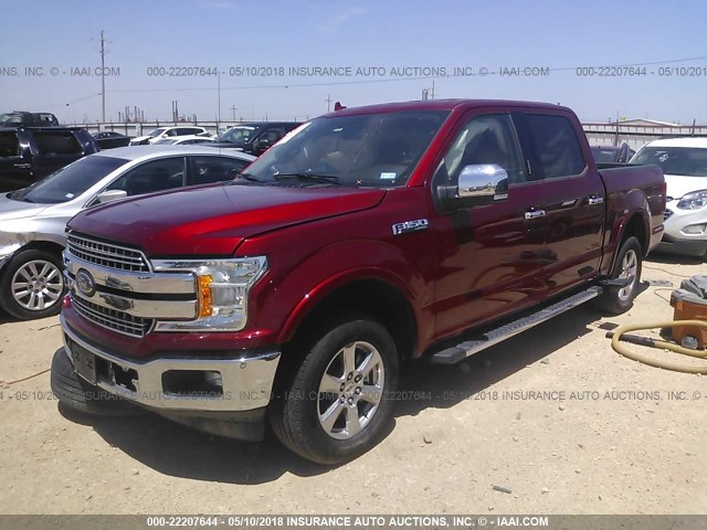 1FTEW1CG8JKC80470 - 2018 FORD F150 SUPERCREW BURGUNDY photo 2