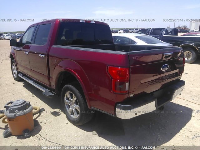 1FTEW1CG8JKC80470 - 2018 FORD F150 SUPERCREW BURGUNDY photo 3