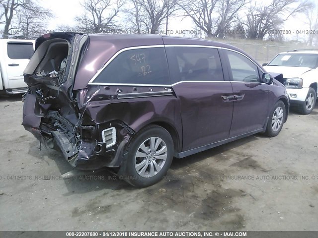 5FNRL5H64FB035381 - 2015 HONDA ODYSSEY EXL მუქწითელი ფოტო 4