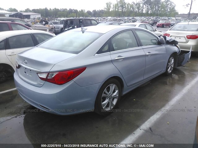 5NPEC4AC5BH276015 - 2011 HYUNDAI SONATA SE/LIMITED BLUE photo 4