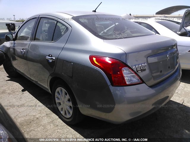 3N1CN7AP8CL907401 - 2012 NISSAN VERSA S/SV/SL GRAY photo 3