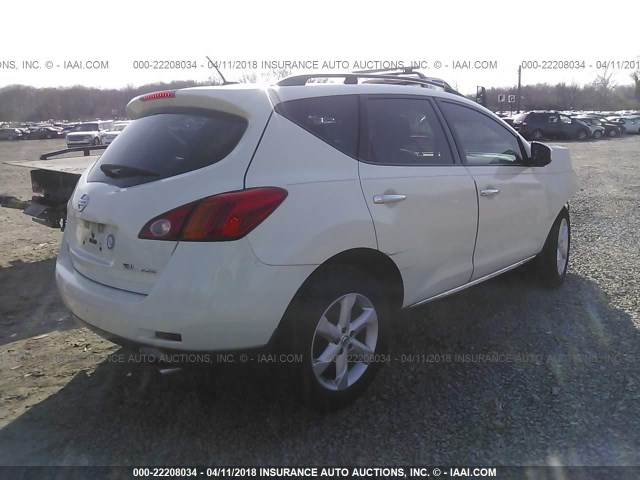 JN8AZ18W09W155137 - 2009 NISSAN MURANO S/SL/LE WHITE photo 4