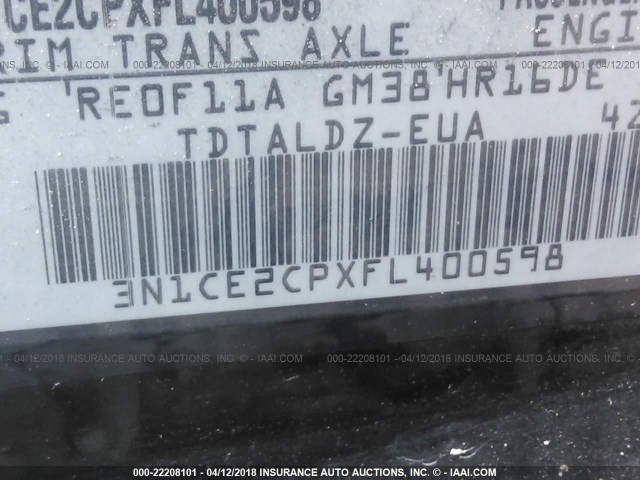 3N1CE2CPXFL400598 - 2015 NISSAN VERSA NOTE S/S PLUS/SV/SL/SR BLACK photo 9