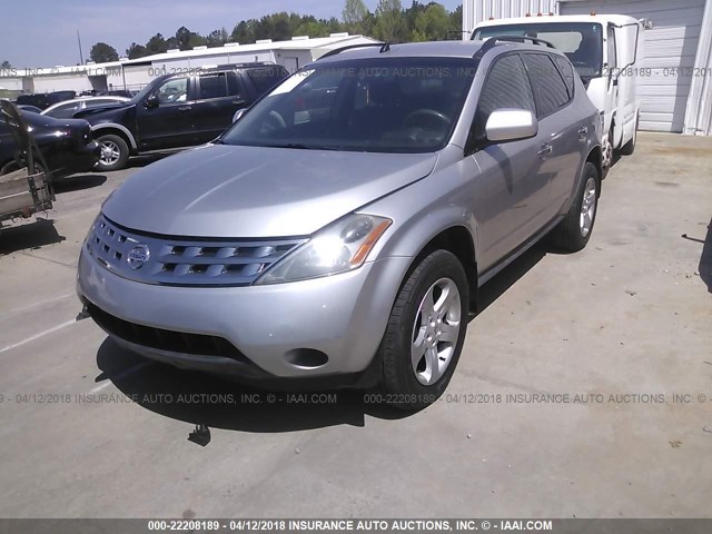 JN8AZ08W05W439940 - 2005 NISSAN MURANO SL/SE/S SILVER photo 2