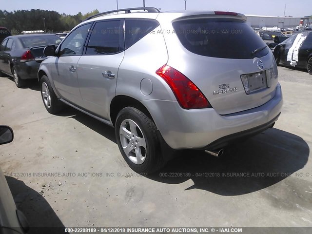 JN8AZ08W05W439940 - 2005 NISSAN MURANO SL/SE/S SILVER photo 3