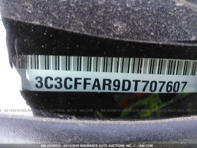 3C3CFFAR9DT707607 - 2013 FIAT 500 POP GRAY photo 9