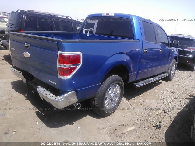 1FTFW1CF6BFC65892 - 2011 FORD F150 SUPERCREW BLUE photo 4