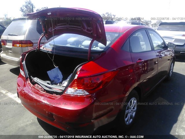 KMHCT4AE7DU534628 - 2013 HYUNDAI ACCENT GLS/GS RED photo 4