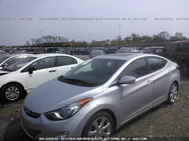 5NPDH4AE0DH439512 - 2013 HYUNDAI ELANTRA GLS/LIMITED SILVER photo 2