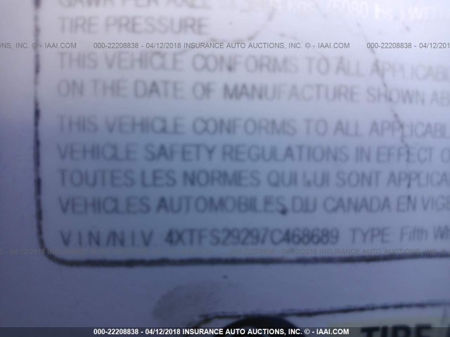 4XTFS29297C468689 - 2007 THOR OTHER  თეთრი ფოტო 9