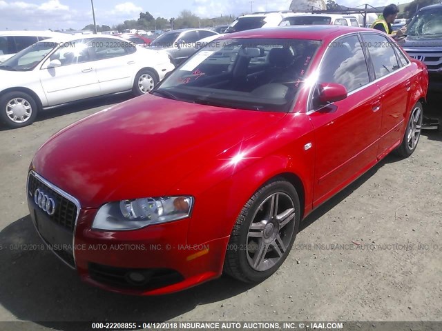 WAUDF78E68A052843 - 2008 AUDI A4 2.0T QUATTRO RED photo 2