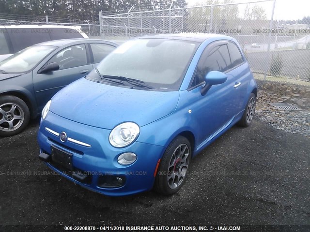 3C3CFFBR7FT625490 - 2015 FIAT 500 SPORT BLUE photo 2