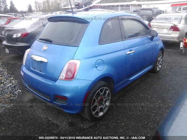 3C3CFFBR7FT625490 - 2015 FIAT 500 SPORT BLUE photo 4