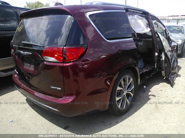 2C4RC1GG6HR508675 - 2017 CHRYSLER PACIFICA LIMITED MAROON photo 4