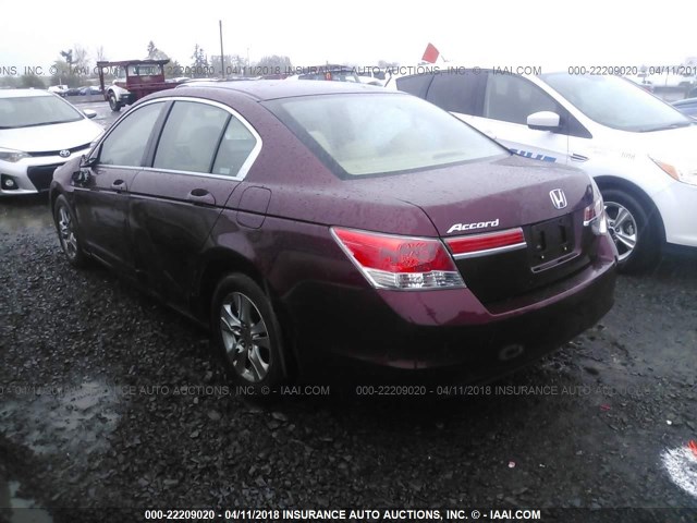 1HGCP2F4XCA150597 - 2012 HONDA ACCORD LXP MAROON photo 3