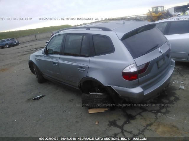 WBXPC93458WJ17884 - 2008 BMW X3 3.0SI GRAY photo 3