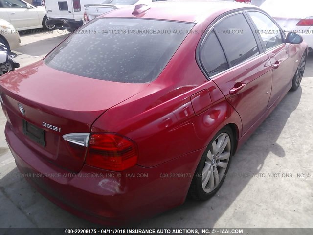WBAVC53547FZ76918 - 2007 BMW 328 I SULEV RED photo 4
