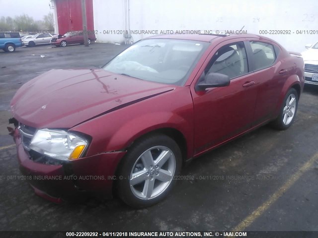 1B3LC56R58N603419 - 2008 DODGE AVENGER SXT RED photo 2