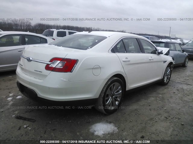 1FAHP2FW2AG162510 - 2010 FORD TAURUS LIMITED WHITE photo 4