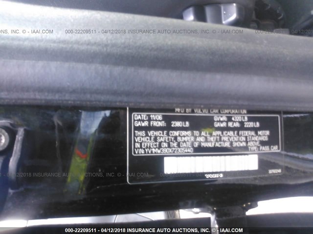 YV1MW390X72305440 - 2007 VOLVO V50 2.4I BLACK photo 9