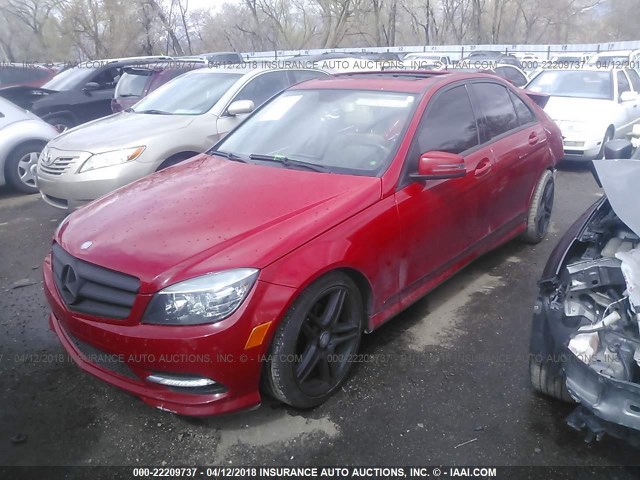 WDDGF8BB0BR140323 - 2011 MERCEDES-BENZ C 300 4MATIC RED photo 2