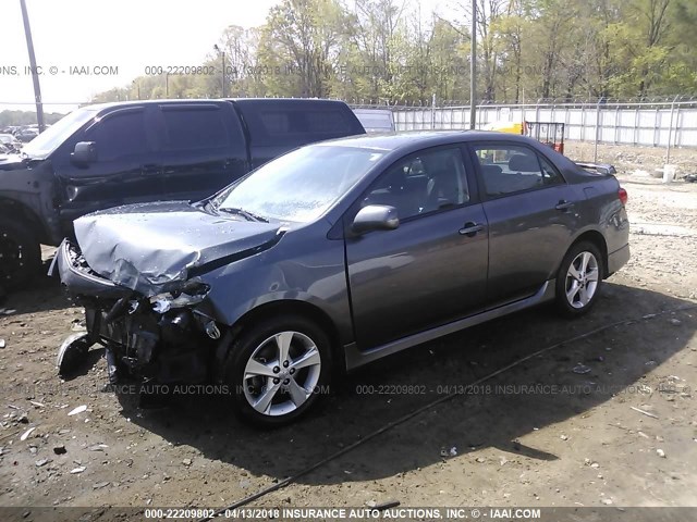 2T1BU4EE4BC683841 - 2011 TOYOTA COROLLA S/LE GRAY photo 2