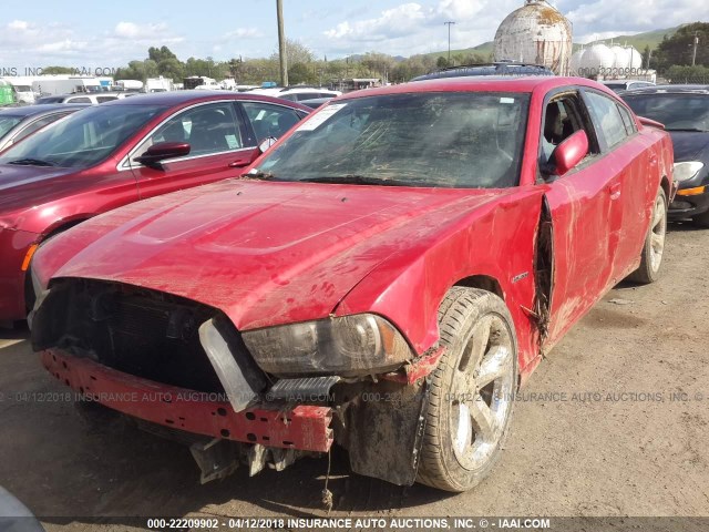 2C3CDXCT9CH194872 - 2012 DODGE CHARGER R/T RED photo 2