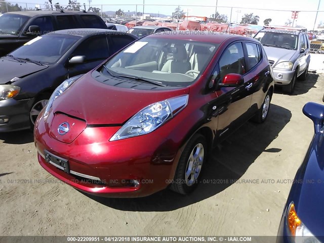 JN1AZ0CP7BT001167 - 2011 NISSAN LEAF SV/SL RED photo 2