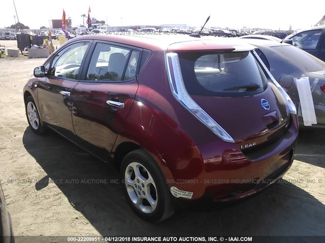 JN1AZ0CP7BT001167 - 2011 NISSAN LEAF SV/SL RED photo 3