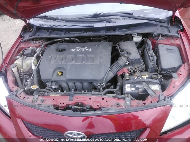 2T1BU4EE9AC533254 - 2010 TOYOTA COROLLA S/LE/XLE RED photo 10