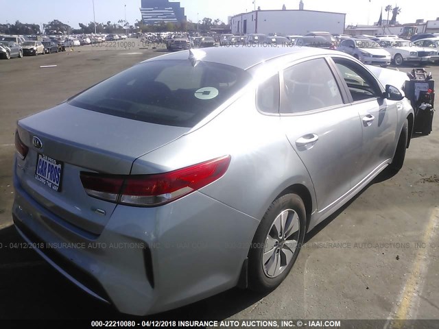 KNAGT4LEXH5011930 - 2017 KIA OPTIMA HYBRID SILVER photo 4