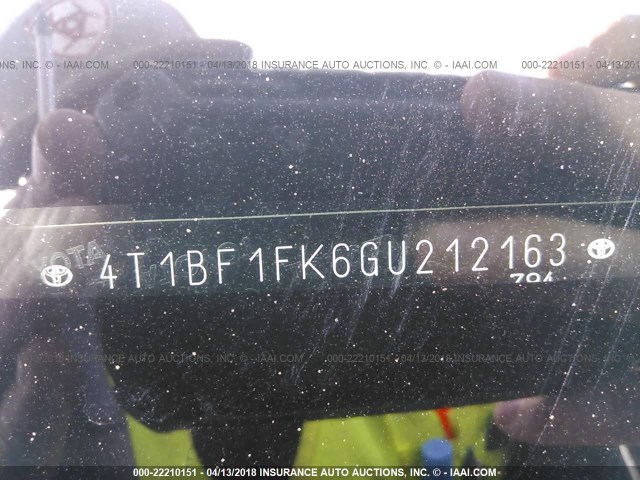 4T1BF1FK6GU212163 - 2016 TOYOTA CAMRY LE/XLE/SE/XSE BLACK photo 9