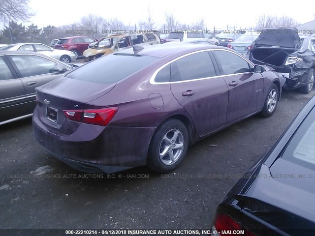 1G1ZB5ST5GF258634 - 2016 CHEVROLET MALIBU LS 栗色 照片 4