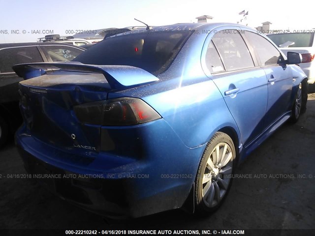 JA32U8FW7BU021333 - 2011 MITSUBISHI LANCER GTS BLUE photo 4