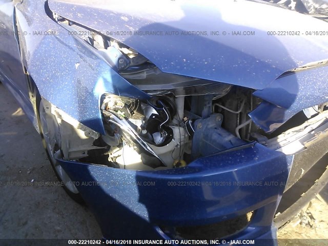 JA32U8FW7BU021333 - 2011 MITSUBISHI LANCER GTS BLUE photo 6