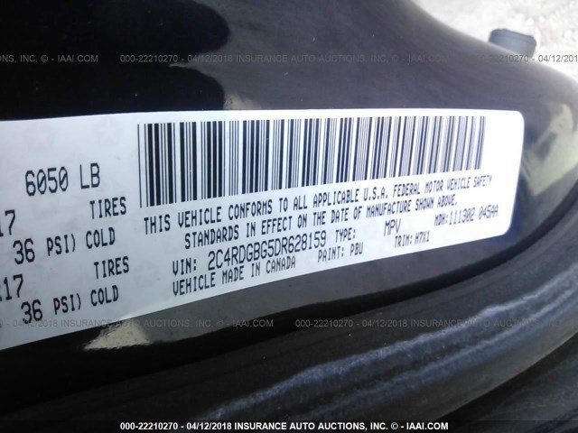 2C4RDGBG5DR628159 - 2013 DODGE GRAND CARAVAN SE BLUE photo 9