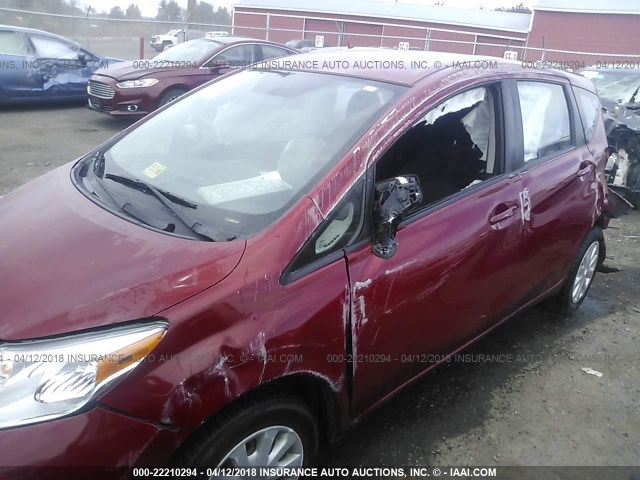 3N1CE2CP0FL374187 - 2015 NISSAN VERSA NOTE S/S PLUS/SV/SL/SR RED photo 6