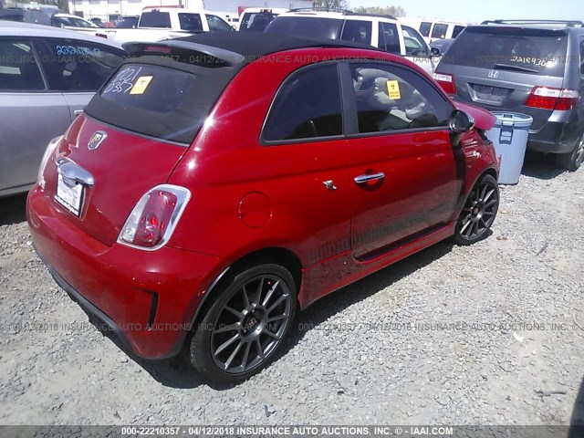 3C3CFFJH6DT645414 - 2013 FIAT 500 ABARTH RED photo 4