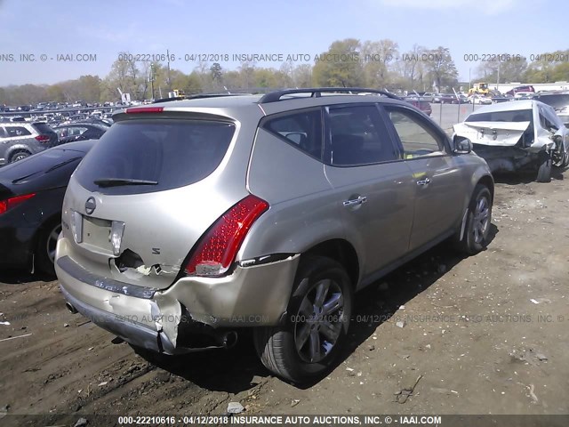 JN8AZ08T57W519842 - 2007 NISSAN MURANO SL/SE/S GOLD photo 4