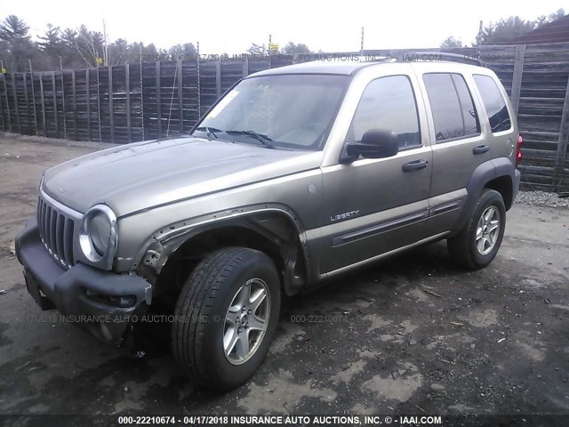 1J4GL48KX4W153677 - 2004 JEEP LIBERTY SPORT TAN photo 2