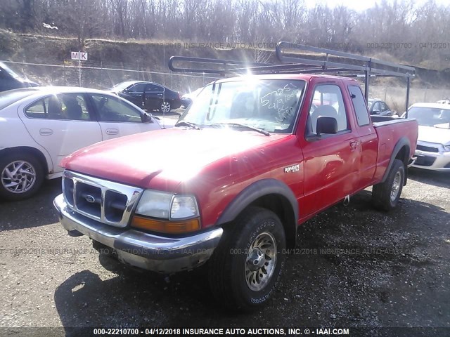 1FTYR15UXWPA58966 - 1998 FORD RANGER SUPER CAB RED photo 2