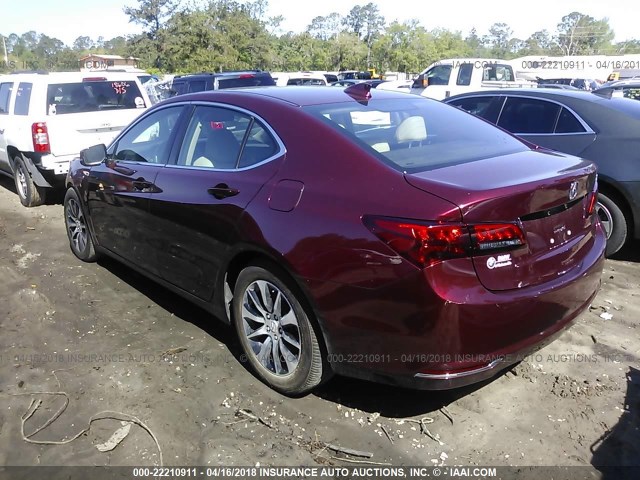 19UUB1F34FA014880 - 2015 ACURA TLX MAROON photo 3