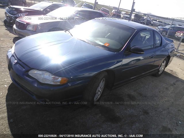 2G1WX12K849275310 - 2004 CHEVROLET MONTE CARLO SS BLUE photo 2