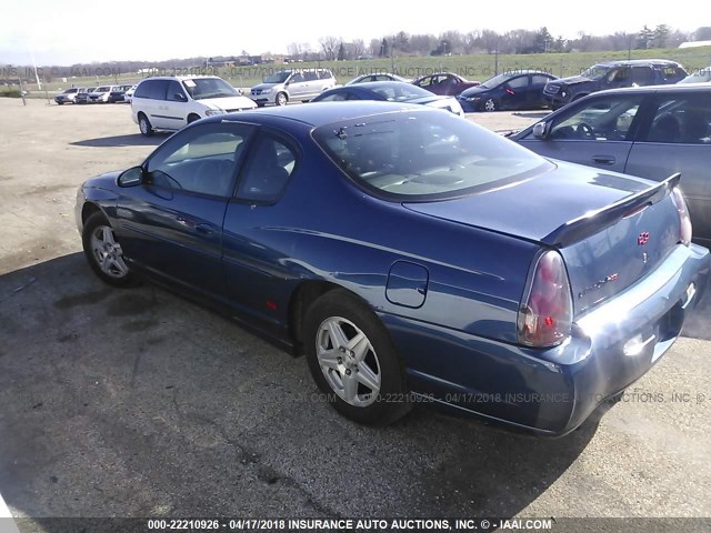 2G1WX12K849275310 - 2004 CHEVROLET MONTE CARLO SS BLUE photo 3