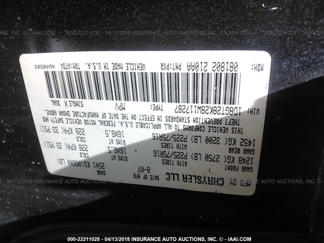 1D8GT28K28W117287 - 2008 DODGE NITRO SXT BLACK photo 9